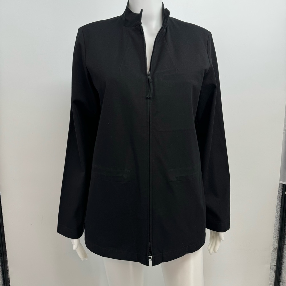 Eileen Fisher Blazer Women’s S Black Full Zip Cotton Inside Pocket